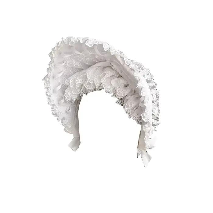 Bonnet Lolita blanc pur fait à la main