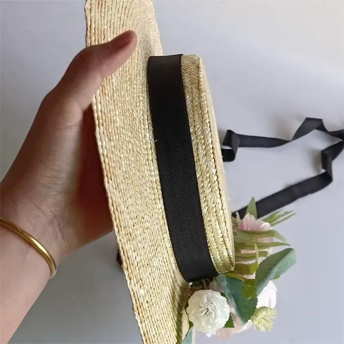 Chapeau de paille blanc 2026 avec fleur artificielle