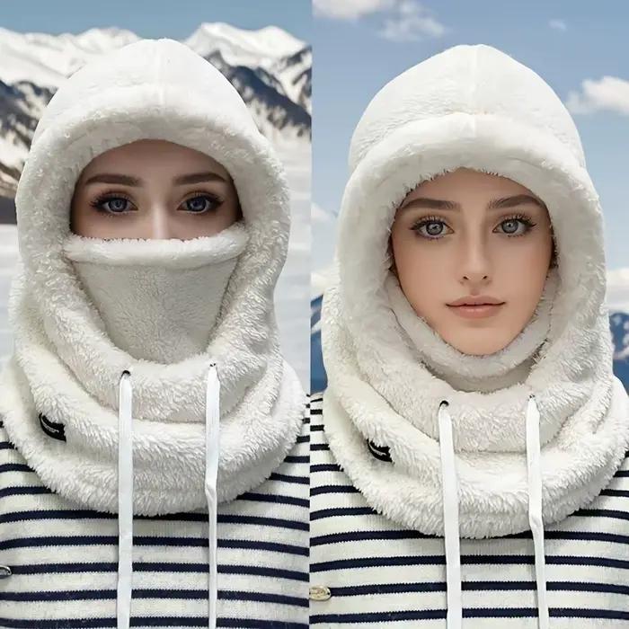 Cagoule d'hiver réglable avec capuche Sherpa et housse de ski coupe-vent pour hommes et femmes