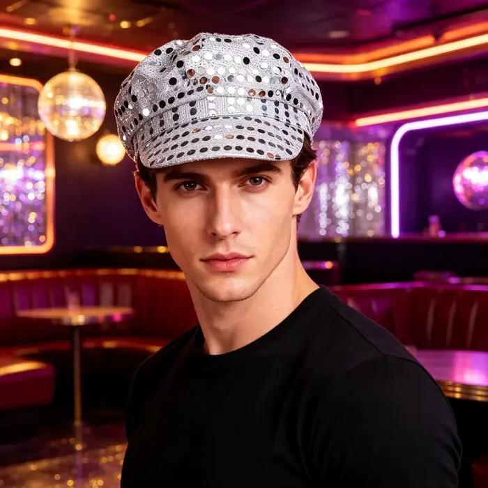 Chapeau disco à paillettes brillantes