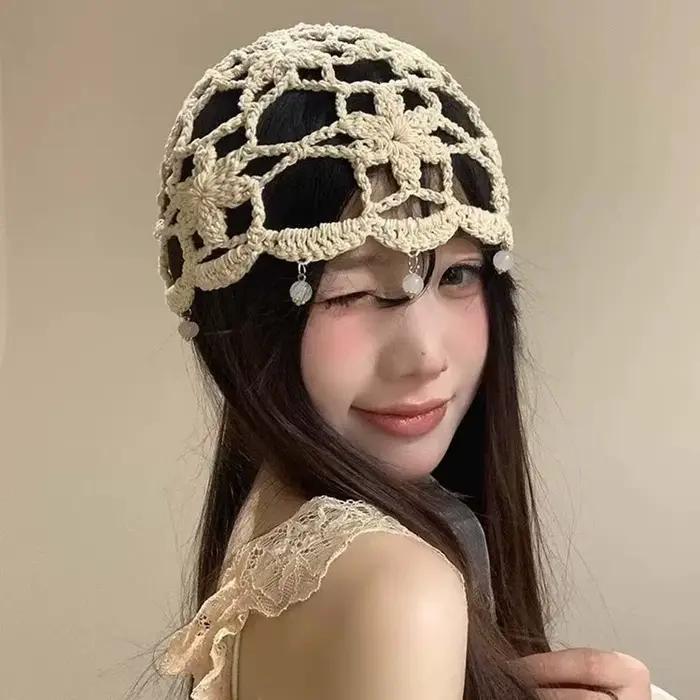 Chapeau tricoté à fleurs style bohème multicolore pour femmes décontractées toutes saisons occassions spéciales fantaisie mode originalité