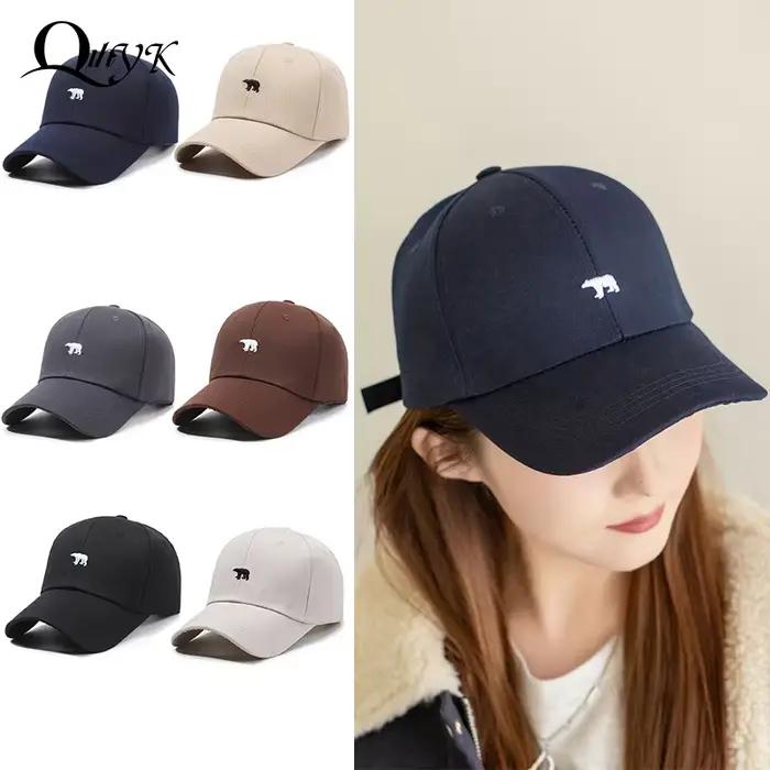 Casquette de Baseball nouveau printemps été solide chapeau de soleil brodé ours polaire hommes femmes coton casquettes