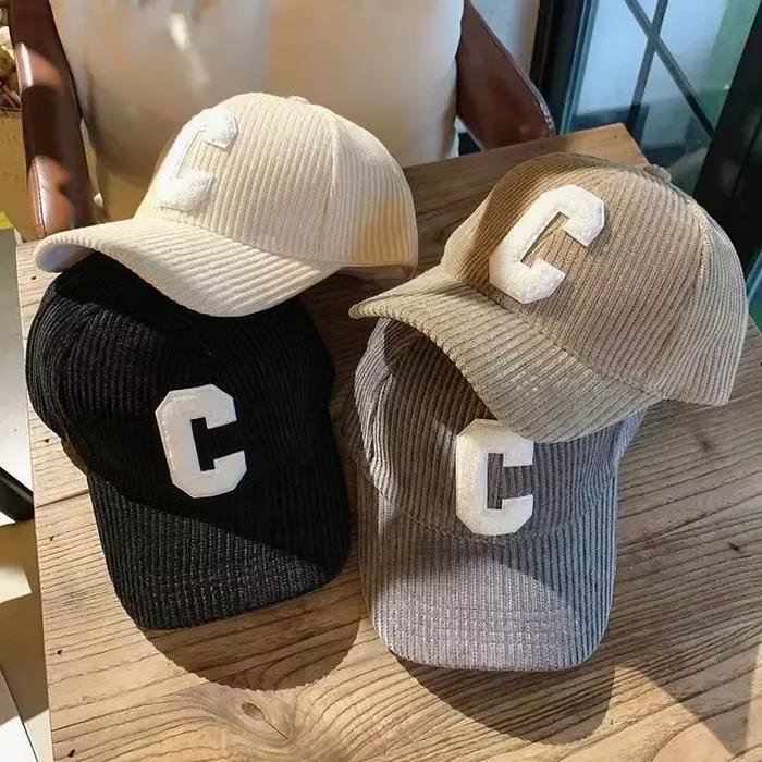 Nouvelle Casquette de Baseball en Velours Côtelé Tendance pour Femme