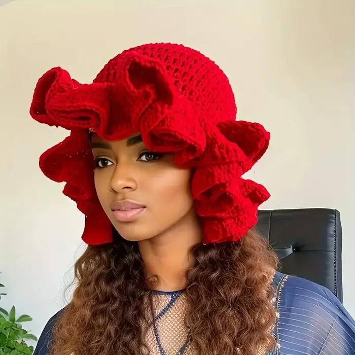 Chapeau seau à volants en Crochet coloré