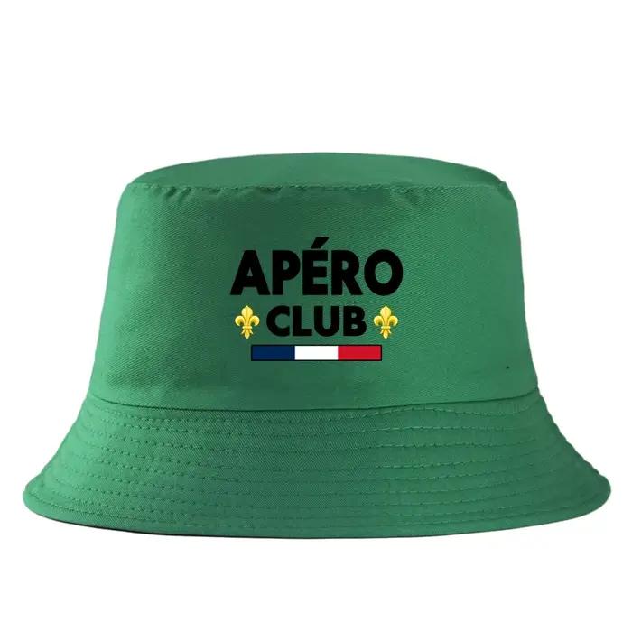 Chapeau Bob Réversible Tendance Fashion France Apero Club – Casquette de Pêcheur Unisexe pour Hommes et Femmes – Protection Solaire Estivale Streetwear