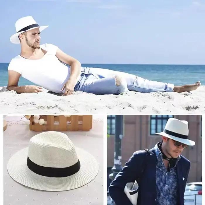 Chapeau de paille pliable pour homme