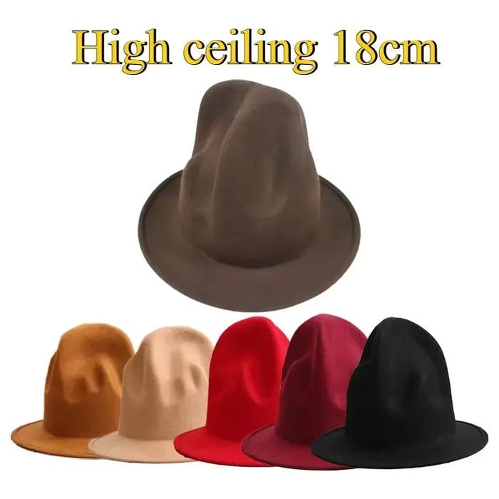 Chapeau Fedora en feutre noir pour femme et homme