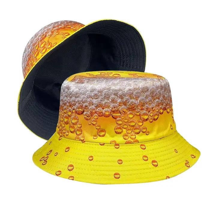 Chapeau seau à bulles de bière jaune
