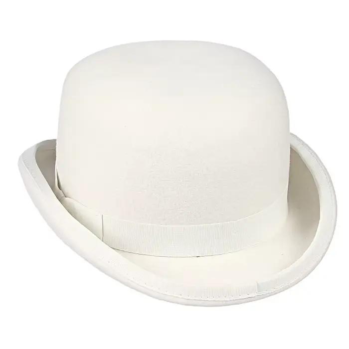 Chapeau melon en feutre de laine pour hommes et femmes