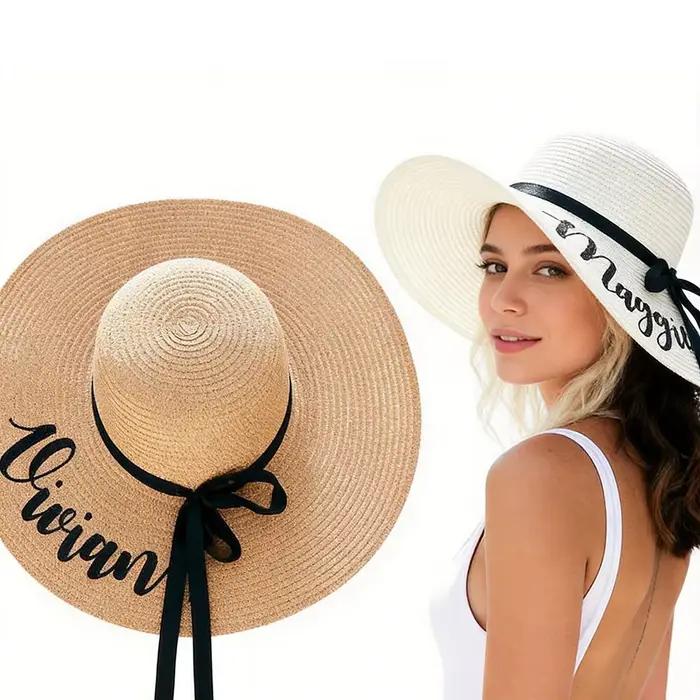 Chapeau de plage souple personnalisé pour mariée