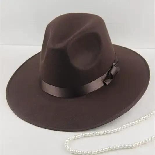 Chapeau en feutre de laine style britannique pour hommes et femmes
