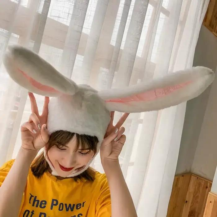Chapeau oreilles de lapin en peluche