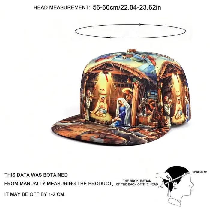 2025 nouveau imprimé jésus bord plat chapeau à la mode créatif rue Hip Hop