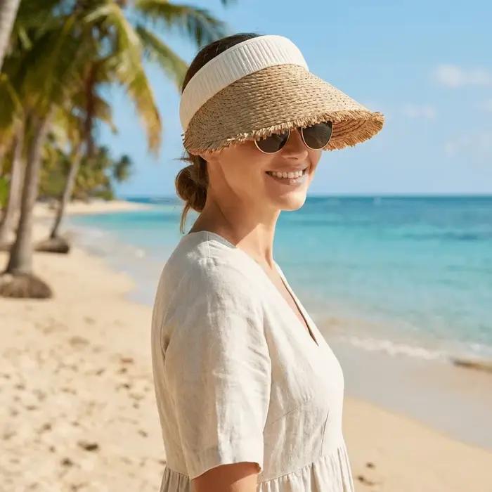 Chapeau de soleil d'été en paille tressée