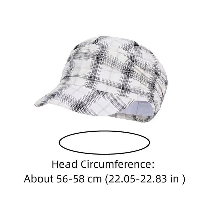 Chapeau d'équitation plissé à carreaux d'inspiration vintage, style japonais et britannique, casquette plate à visière, chapeau rétro polyvalent de protection solaire