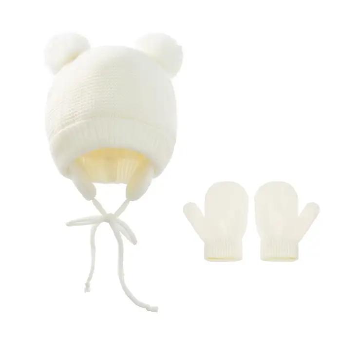 Bonnet et Gants Tricotés Unisexe Doublés Sourire Acrylique pour Enfants Occasions Hivernales Activités Extérieures