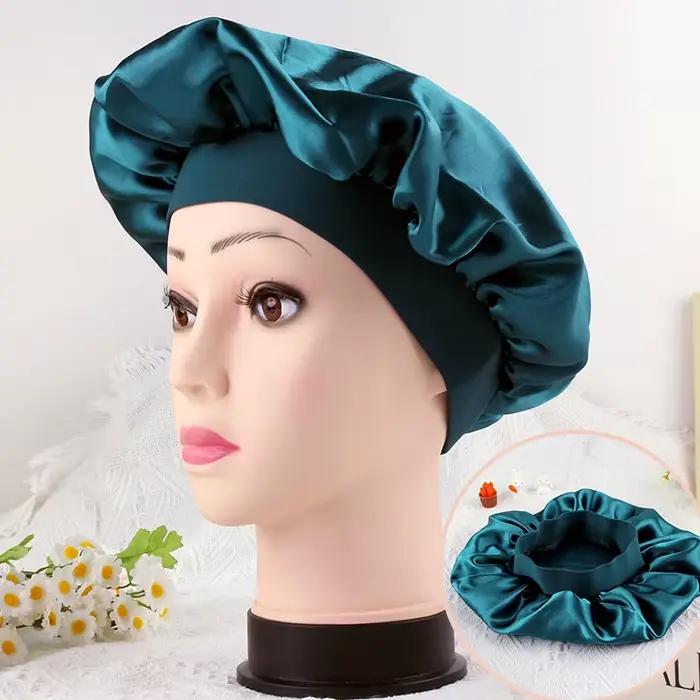 19 couleurs femmes mode Bonnet couleur unie chapeau de cheveux bord étroit élastique soie lisse Satin visage quotidien