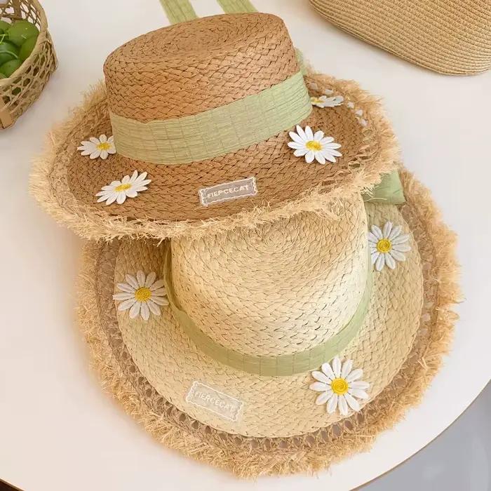Chapeaux de paille de blé pliables à large bord style Hepburn pour femme