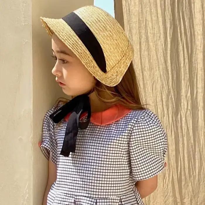 Chapeau de paille élégant rétro pour enfants