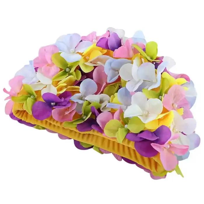 Floral femme pétale rétro bonnet de bain été mode fleur plage chapeau
