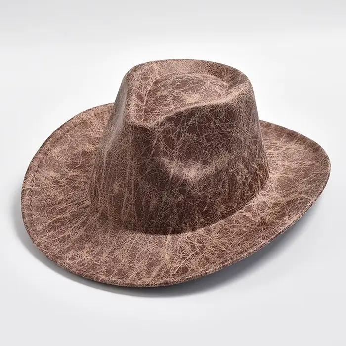 Nouveau chapeau de Cowboy occidental en Faux cuir Vintage Gentleman Jazz chapeaux pour hommes femmes Panama Cowgirl