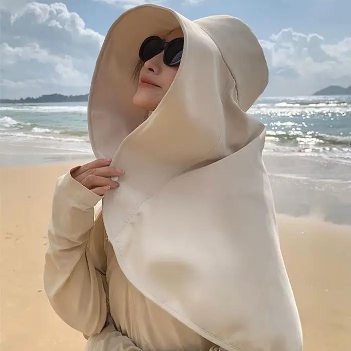 360 pour femmes ° Chapeau de protection solaire à large bord avec couvre-nuque et épaules