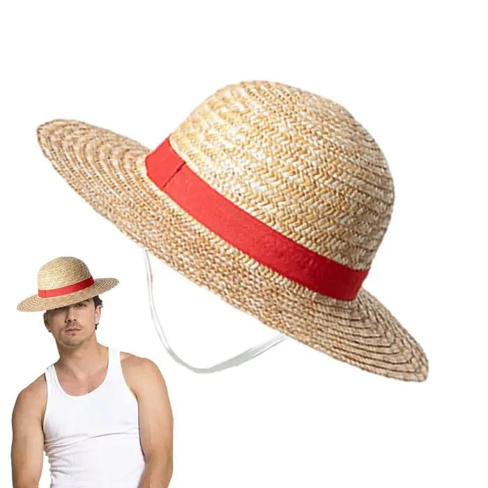 Chapeau de paille Luffy de cosplay pour enfants et adultes, rouge violet, accessoire de fête et de plage, anime One Piece, cosplay fan favorite