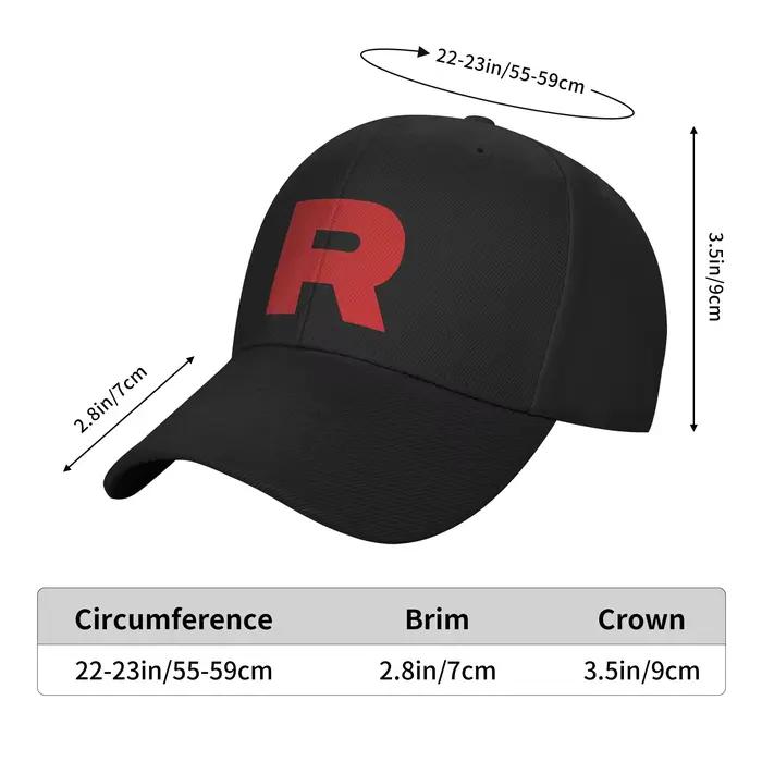 Casquette de baseball avec logo Team Rocket lettre R POKEMONED pour hommes et femmes