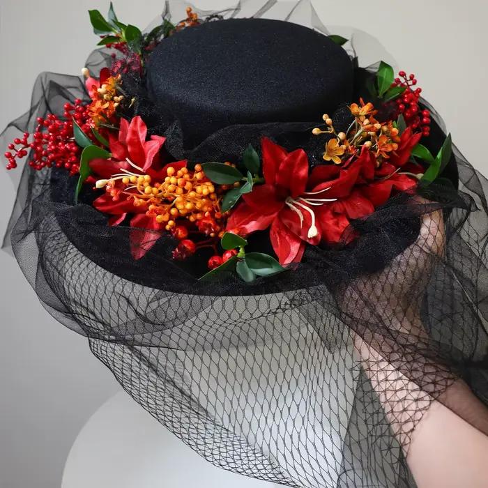 Chapeau de Mariée Style Forêt à Motifs Floraux