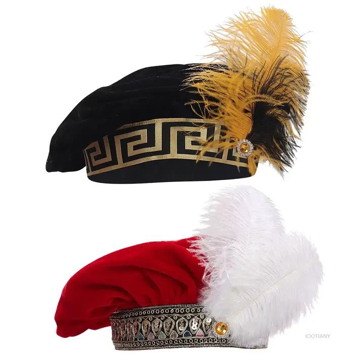 Chapeau Tudor médiéval avec plume