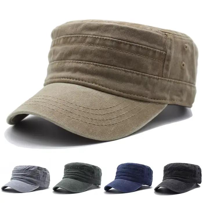 Casquettes plates en coton délavé pour hommes