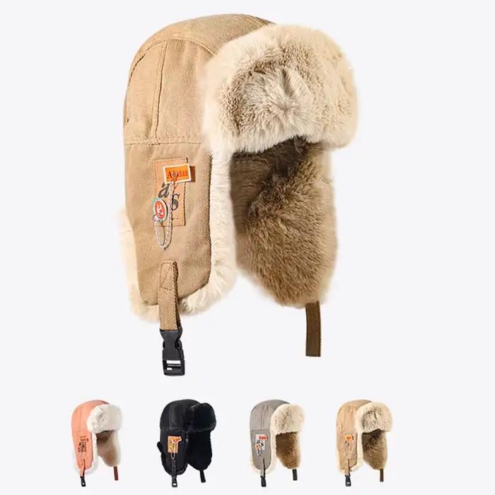 Chapeau de bombardier en fourrure Ushanka russe pour hommes et femmes