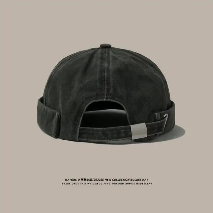 Casquette sans visière en denim délavé