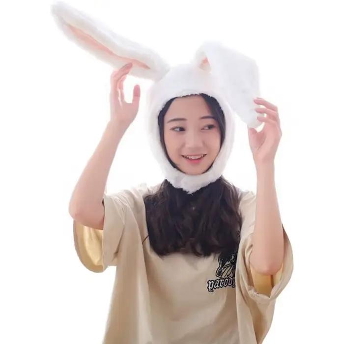 Peluche amusante oreilles de lapin capuche femmes Costume chapeaux cadeau de noël chaud doux et confortable