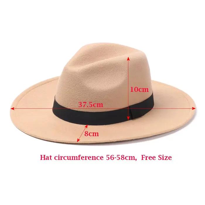 Chapeau Panama en laine à large bord vintage pour femmes et hommes