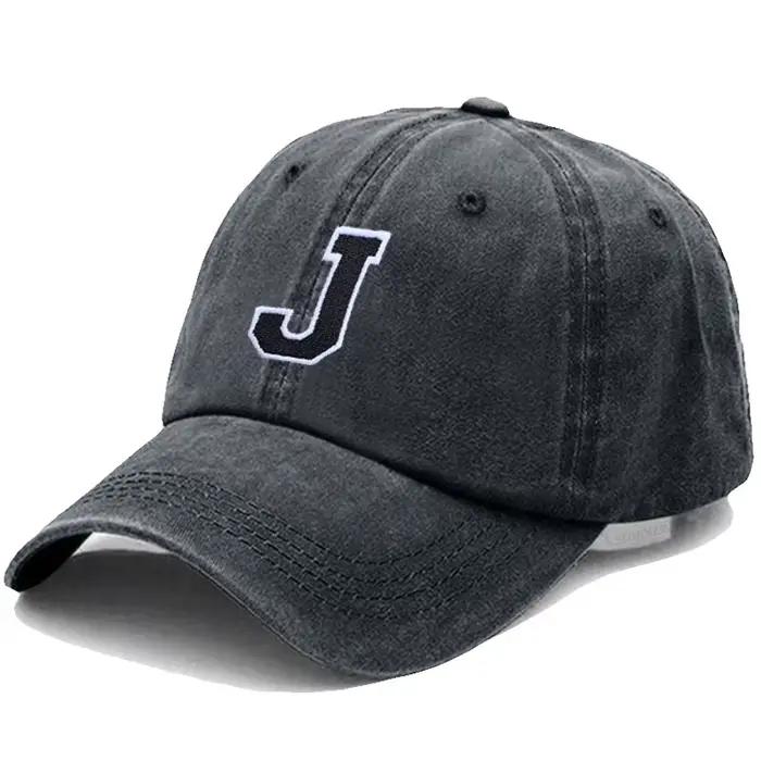Lettre initiale A-Z broder casquette de Baseball pour hommes femmes lavé coton noir chapeau mode équipe Sport visières casquettes de relance