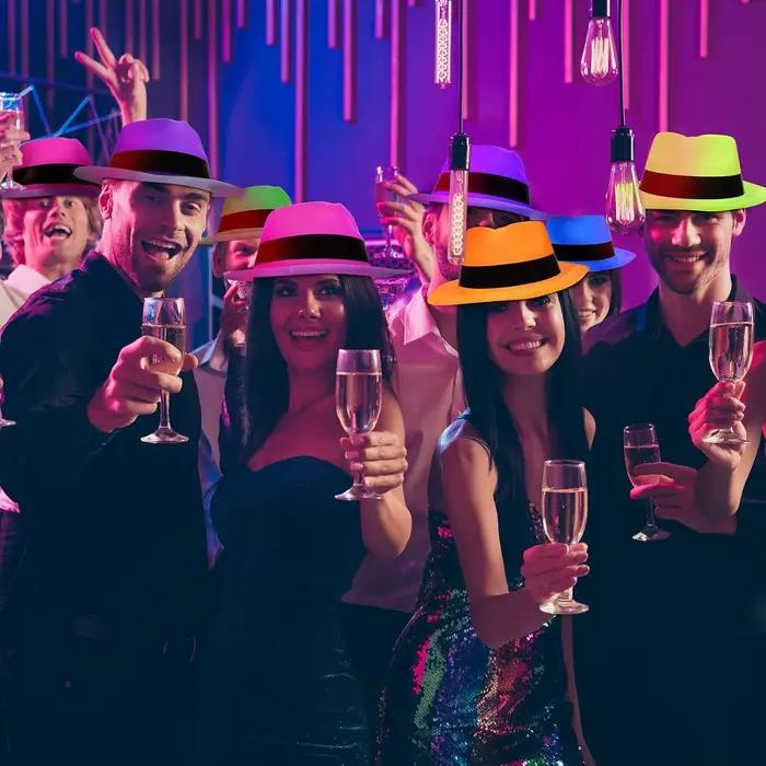 Chapeaux de fête de Style mafia néon