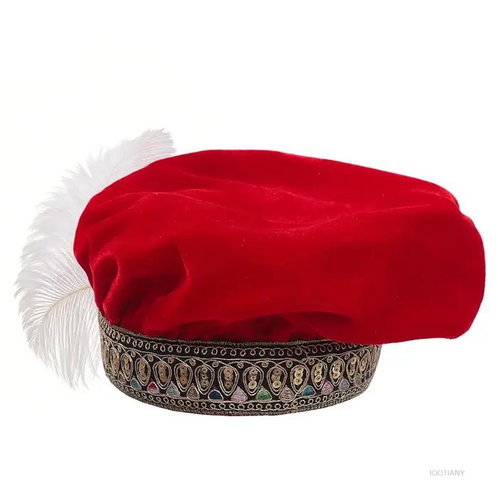 Chapeau Tudor médiéval avec plume