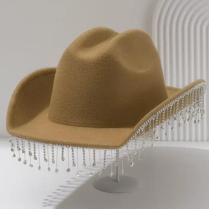 Chapeau de Cowboy occidental en feutre avec pompon