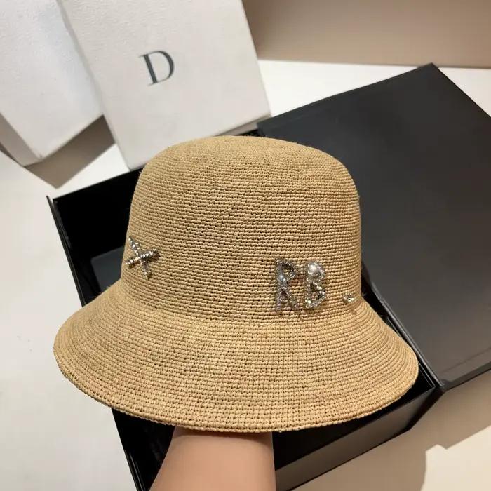 Chapeau seau en paille de raphia pour femmes