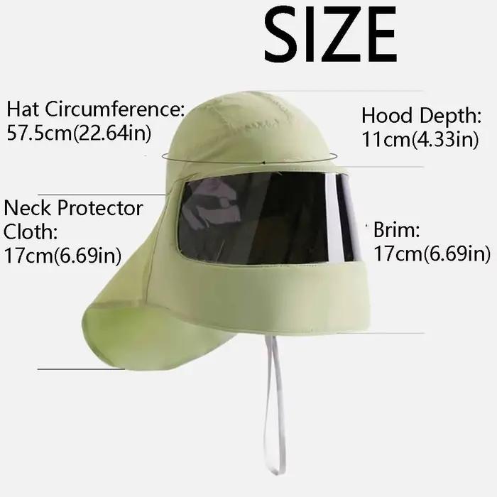 Chapeau de protection solaire respirant anti-UV avec masque intégré effet miroir/transparent