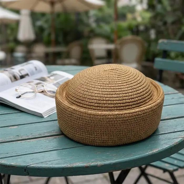 Chapeau rond en raphia pour femme