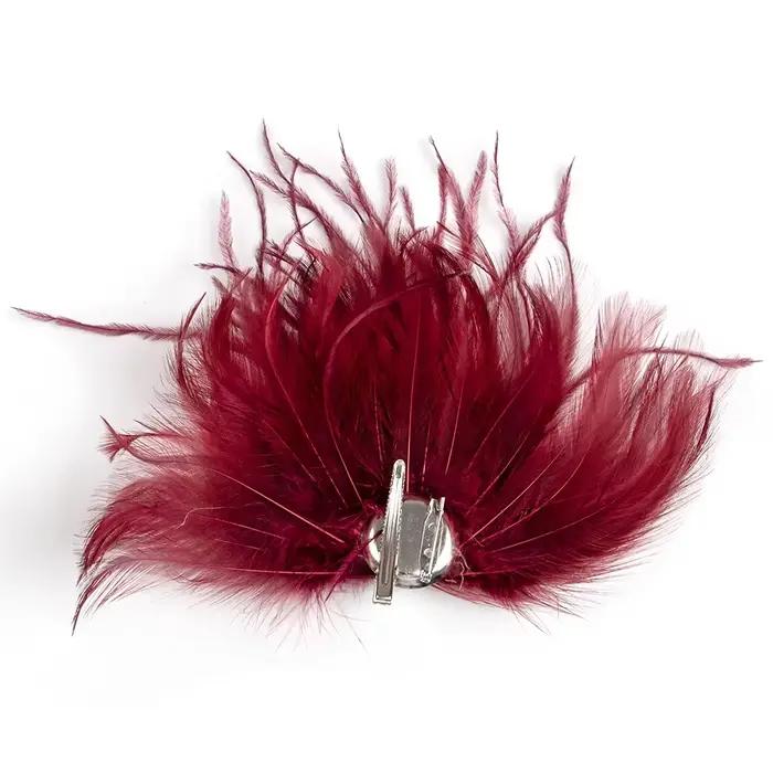 Coiffe en Plumes Rouge Vin pour Femme