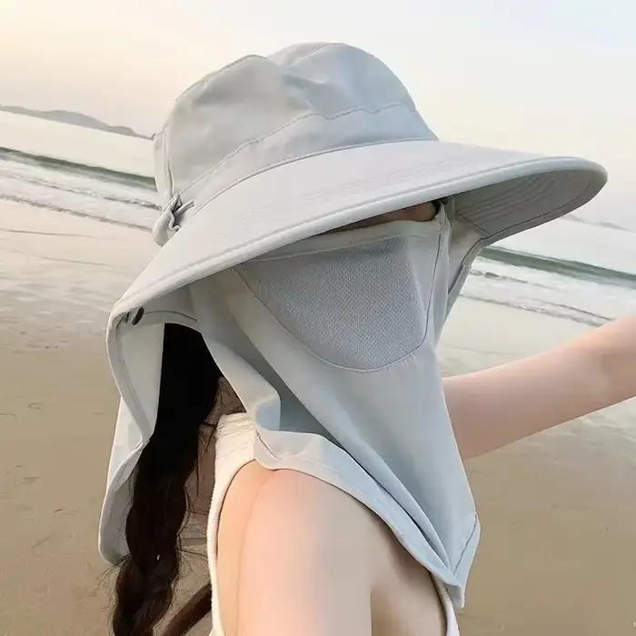 Chapeau de soleil respirant et résistant aux UV avec masque facial et protection du cou