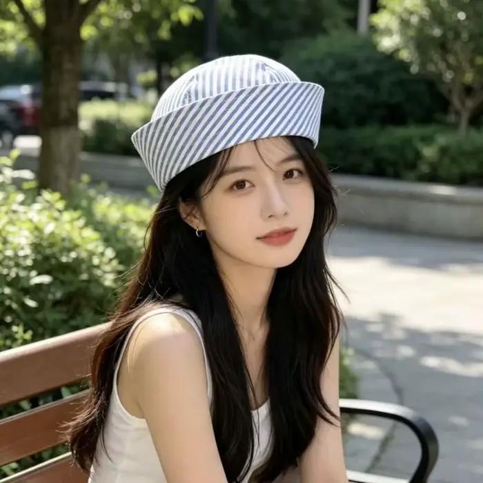 Chapeau de marin rayé Y2K Kawaii