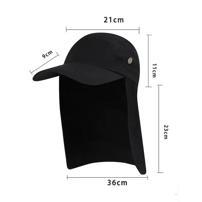 Chapeau de soleil respirant à large bord avec rabat de cou – Casquette de pêche de protection UV pour les activités de