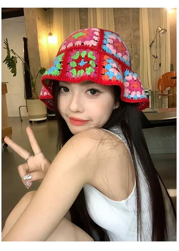Chapeau au crochet rouge 2024 mode