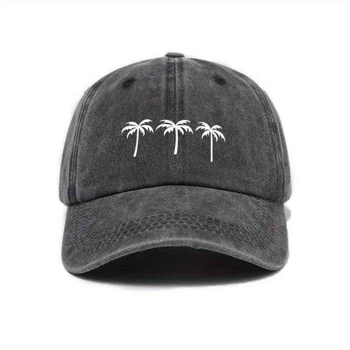 Trois casquettes de baseball imprimées cocotier pour hommes et femmes