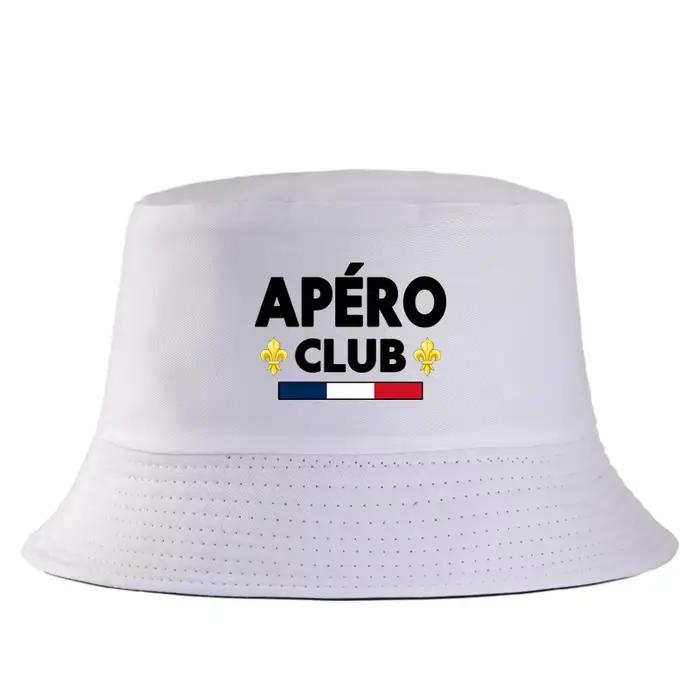 Chapeau Bob Réversible Tendance Fashion France Apero Club – Casquette de Pêcheur Unisexe pour Hommes et Femmes – Protection Solaire Estivale Streetwear