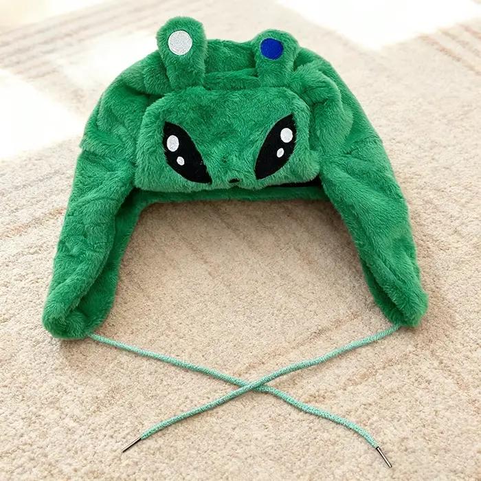 Chapeau Lei Feng chaud et coupe-vent brodé de dessin animé Alien avec Protection des oreilles pour les activités de plein air d'automne et d'hiver
